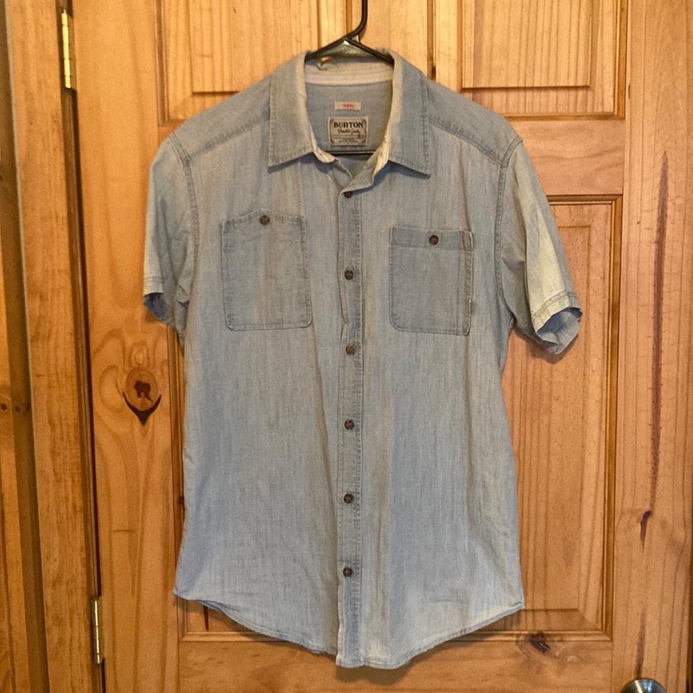 Denim button down tee shirt